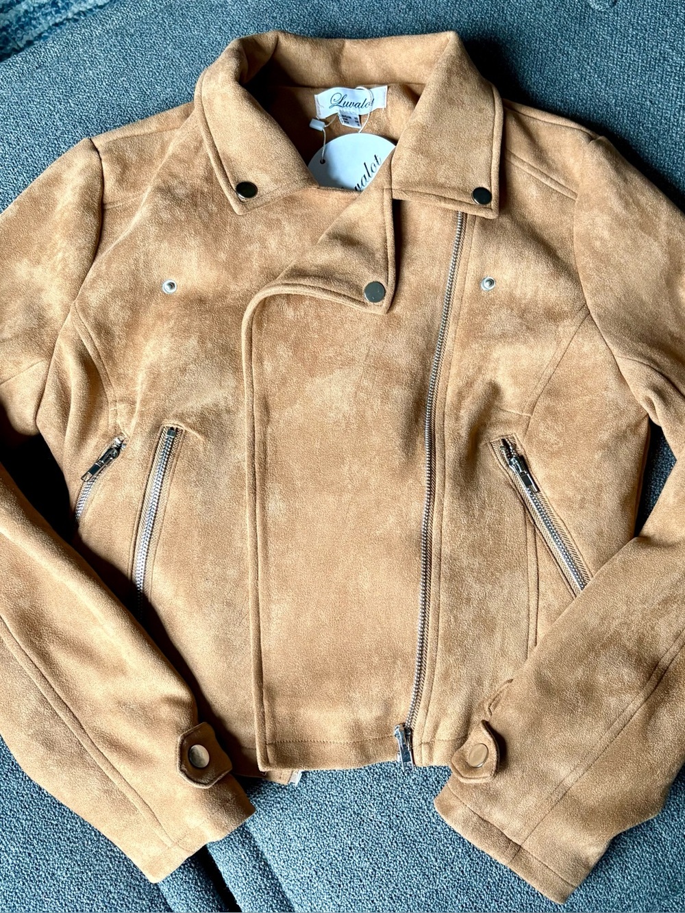 Luvalot Tan Faux Suede Women’s Jacket size 6 NWT